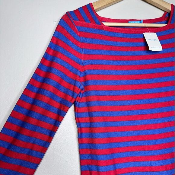 J. Mclaughlin NWT Caitlin Long Sleeve Boatneck Striped Sweater Red/Blue Size XS - Picture 3 of 5